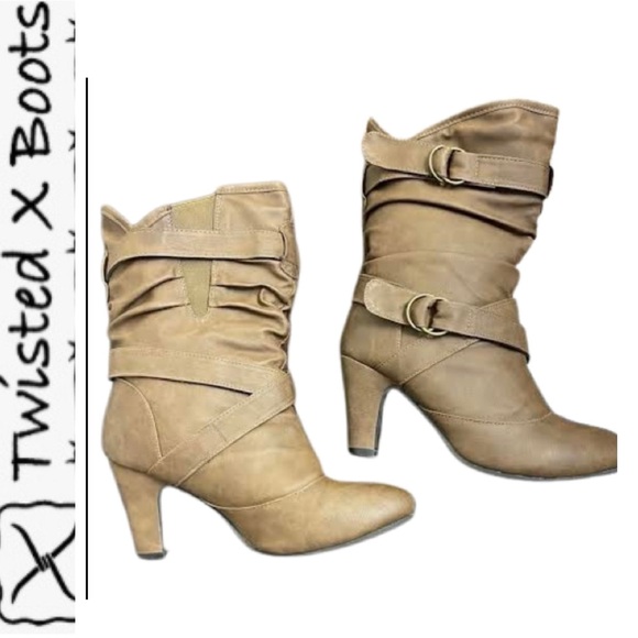 👢Leather Wide Calf Scrunched Belted Twisted X Boots - Picture 13 of 13